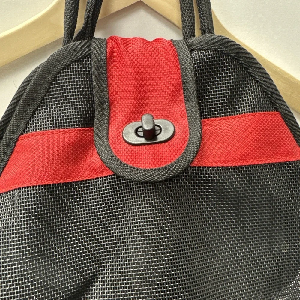 ICECAP‎ Black Red Mesh Insulated Cooler Backpack Lunch Bag Travel Beach Camping